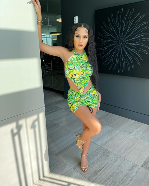Sexy abstract print short skirt  tie-up vest 2-piece set FFD1119