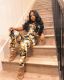 Plus size women's clothing net celebrity digital printing jumpsuit FFZ1117