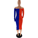 Fashion sexy drawstring pleated collar color dress OM1566