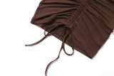 Fashion suit collar low-cut ruffled sexy bag hip dress  K21D03346
