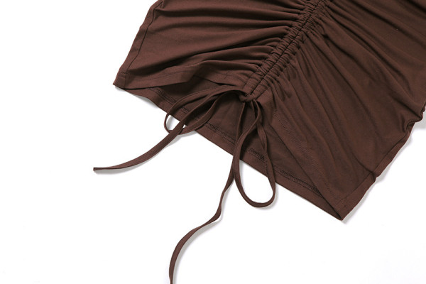 Fashion suit collar low-cut ruffled sexy bag hip dress  K21D03346