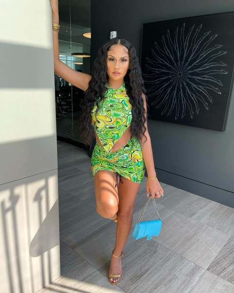 Sexy abstract print short skirt  tie-up vest 2-piece set FFD1119