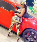 Net celebrity digital printing sports suit two-piece suit FFZ1118