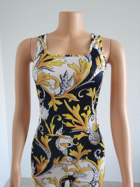 Plus size women's clothing net celebrity digital printing jumpsuit FFZ1117