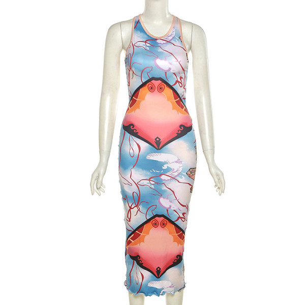 Fashion halter sexy wooden ears split hip dress  K21D02668