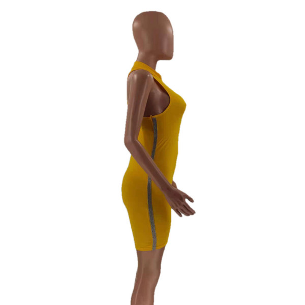 Fashion sexy solid color zipper sleeveless jumpsuit OM1388