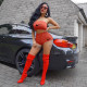Two-piece solid color casual wrap chest sports set MC045