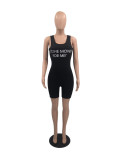 Vest sleeveless printed letters sexy skinny jumpsuit HY8060