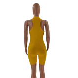 Fashion sexy solid color zipper sleeveless jumpsuit OM1388