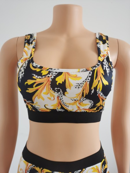 Net celebrity digital printing sports suit two-piece suit FFZ1118