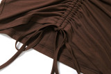 Fashion suit collar low-cut ruffled sexy bag hip dress  K21D03346