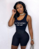 Vest sleeveless printed letters sexy skinny jumpsuit HY8060