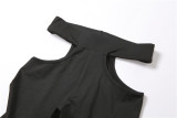 Fashion Irregular Low Cut Vest Sexy Hollow Skinny Pants  K21S03376