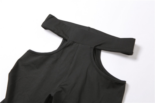 Fashion Irregular Low Cut Vest Sexy Hollow Skinny Pants  K21S03376