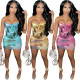 Two-piece dress with personalized oil painting print LY028