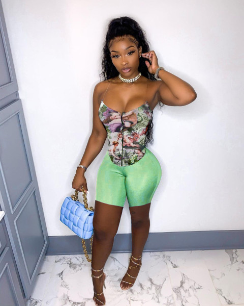 Oil painting printed body sculpting zipper two-piece set LY020