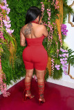 Fashion sexy solid color knitted tie halter jumpsuit DN8611