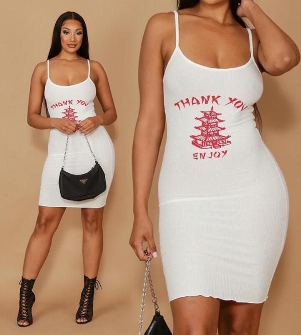 Tight-fitting knit sling print dress DN8612