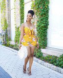 Sexy fashion tube top shorts sleeveless print two-piece suit YZ1277