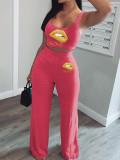 Pure color lip print two-piece vest CQ037