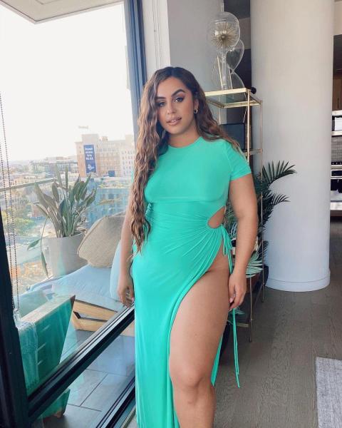Plus size women's sexy fat lady high slit tie rope dress DN8605