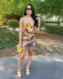 Two-piece dress with personalized oil painting print LY028