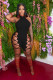 Fashion sexy solid color knitted tie halter jumpsuit DN8611