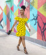 Fashion sexy one-shoulder ruffled polka dot print dress YZ1278