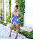 Sexy fashion tube top shorts sleeveless print two-piece suit YZ1277