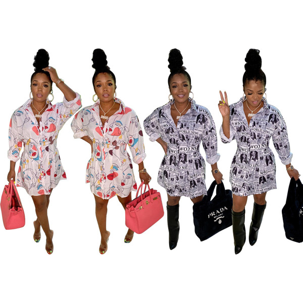 Fashion casual buttoned up spring and autumn shirt dress YZ1279