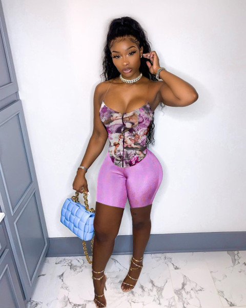 Oil painting printed body sculpting zipper two-piece set LY020