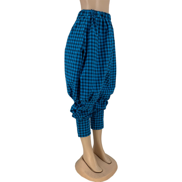Fashion Plaid Loose Wide Leg Pants Casual Pants DN8613