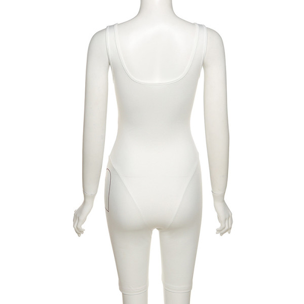 Sexy low-cut cardigan zipper high waist skinny casual sports jumpsuit  K21Q03163