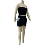 Elastic tube top body sculpting casual two-piece suit LY035