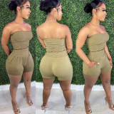 Elastic tube top body sculpting casual two-piece suit LY035