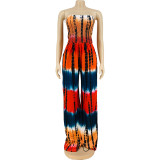 Elastic tube top casual printed jumpsuit LY037