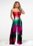 Elastic tube top casual printed jumpsuit LY037
