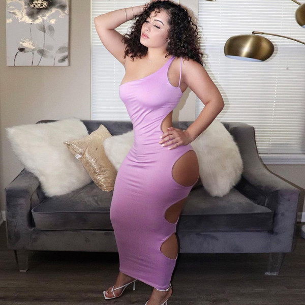 Sexy letter side cut out one-piece sleeveless dress  D155064K