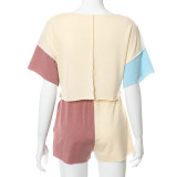 Color matching casual sweater shorts suit women two-piece suit A21ST283