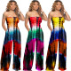 Elastic tube top casual printed jumpsuit LY037