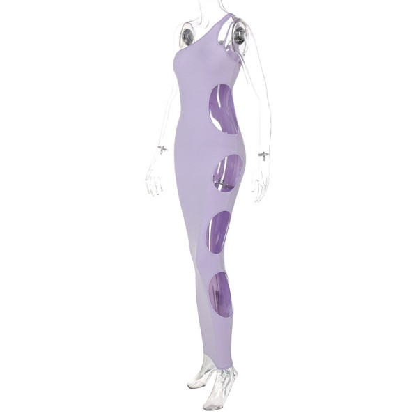 Sexy letter side cut out one-piece sleeveless dress  D155064K
