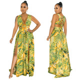 Fashion print sexy sling dress long skirt women irregular skirt CY1612