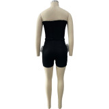 Elastic tube top body sculpting casual two-piece suit LY035