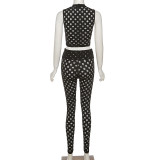 Sexy Hollow Breathable High Waist Slim Sports Fitness Set  K21S03172