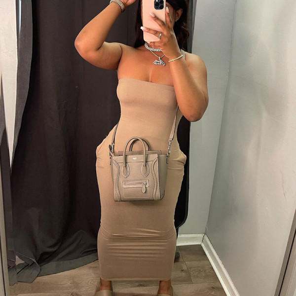 Fashion sexy side pocket bag hip slim dress  D155317K