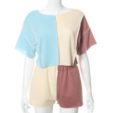 Color matching casual sweater shorts suit women two-piece suit A21ST283