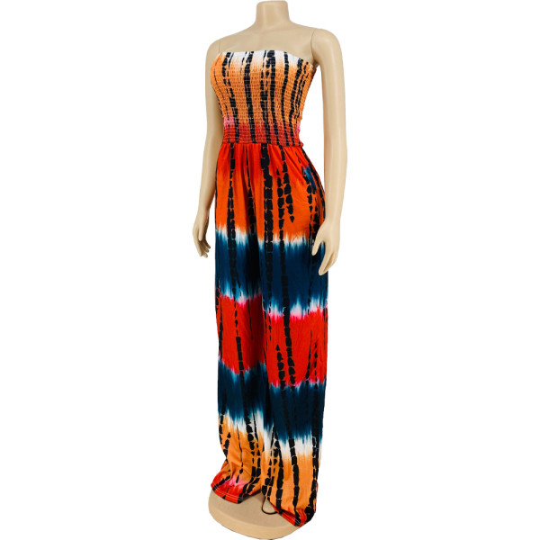 Elastic tube top casual printed jumpsuit LY037