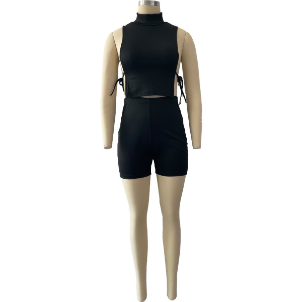 High-neck side tie casual two-piece suit LY033