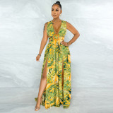 Fashion print sexy sling dress long skirt women irregular skirt CY1612