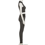 Sexy Hollow Breathable High Waist Slim Sports Fitness Set  K21S03172